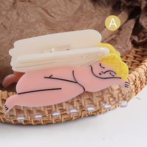 TEMU 1개 아세트 신상 헤어 클로우 클립 - 우아한 매트 마감, 컬러 블록 프린트, 별과 구름 디자인의 오벌 모양 - 여성용 생일 선물 헤어 액세서리, 귀여운 머리핀