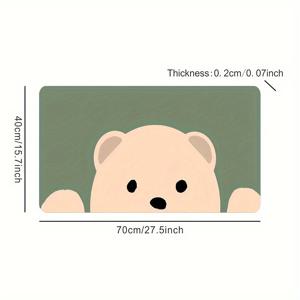 TEMU 초대형 귀여운 곰 게이밍 데스크 매트 - 미끄럼 방지 고무 베이스 & 봉제 가장자리, 베이지색 곰 얼굴이 있는 부드러운 파스텔 그린, 사무실, 학교, 집, 청소년, 성인용 컴퓨터 키보드 & 마우스 패드 - 업무, 게임, 생일, 데이, 집들이에 이상적인 선물 - PC, 노트북, 컴퓨터 설정과 호환 가능