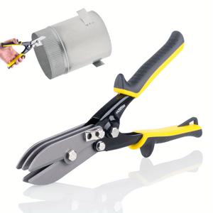 TEMU 시트 메탈, HVAC 작업용 5날 덕트 크림퍼 도구, 24-28 게이지, 합금강 구조, 노랑 & 검은 핸들, 10.5인치 하수구 엔드 캡 크림핑 도구, 하수구 및 스토브 파이프용, HVAC 도구 필수품 | 멀티블레이드 크림퍼 | 내구성 있는 구조