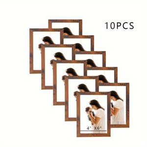 TEMU 클래식 나무 사진틀 세트: 집 장식에 완벽 - 거실, 침실, 주방, 복도에 적합 - 가볍고 걸기 쉬움 - 사진 용지 포함