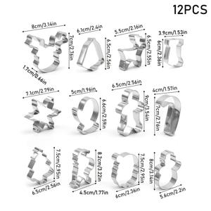 TEMU 12개의 크리스마스 휴일 쿠키 커터 세트, 스테인레스 스틸 페이스트리 베이킹 몰드, 휴일 쿠키를 위한 크리스마스 테마의 모양, 생강쿠키, 캔디 - 주방 베이킹 도구 및 액세서리.