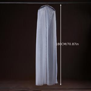 TEMU 우아한 화이트 쉬어 롱 툴 웨딩 드레스 보호 커버 지퍼 클로저 - 다양한 사이즈 (62