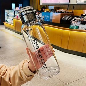 TEMU 1개 1.2L/1.5L/2L 파우치 포함 휴대용 스포츠 물병 야외 여행 방수 유리병 인퓨저 패션 드링크웨어