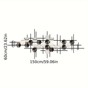 TEMU 거울 마감 처리된 대형 블랙 메탈 벽 장식, 현대적인 3D 기하학적 디자인, 거실, 식당, 침실, 복도, 현관을 위한 벽 조각