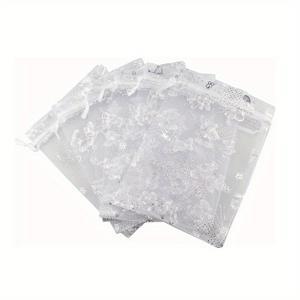 TEMU 50개 우아한 나비 오간자 끈 장식 선물 가방 - 보석, 파티 선물 및 결혼식 용품에 완벽 - 3.5x4.7인치, 사탕 및 샘플에 이상적