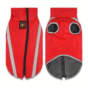 TEMU 겨울 & 가을용 방풍 보온 강아지 재킷 - 반사 , 지퍼 클로저, 중형 및 대형견용 다색상 야외 여행 훈련용 소프트 경량 폴리에스터 코트, 안전한 지퍼 도그웨어