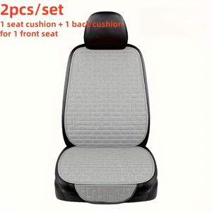 TEMU 2개/세트 럭셔리 리넨 자동차 시트 커버 - 최적의 편안함을 위한 미끄럼 방지 차량용 앞좌석 쿠션 및 등받이 커버, 대부분의 차량에 적합, 단일 전면 좌석용 디자인 포함 (쿠션 1개와 등받이 1개)