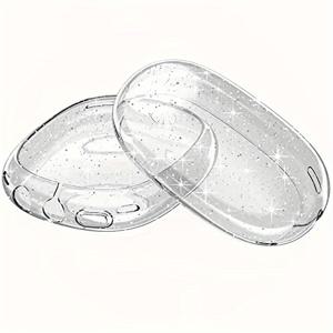 TEMU 고품질 슈퍼보호 Apple for Max 이어폰케이스, 글리터 반짝이 투명 헤드폰커버