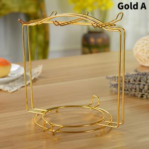 TEMU 티 컵 진열대, 접이식 블랙 커피 컵 홀더, 티컵 6개, 접시 6개, 스푼 6개 수납 가능