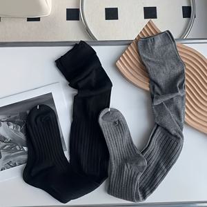 TEMU 여성용 무릎 위 양말 2켤레 - 두꺼운 겨울용 따뜻한 허벅지 높이 스타킹, 탄력 있는 편안한 착용감, 세탁기 사용 가능, 단색 (검정/갈색/베이지/흰색) 캐주얼 및 정장용