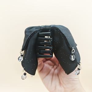 TEMU 여성을 위한 우아한 검은색 리본 헤어 클립, 강한 홀드 바나나 모양 헤어핀, 빈티지 프랑스 스타일 플라스틱 헤어 액세서리, 패션 헤어 크랩, 얇은 두꺼운 곱슬 헤어용, 단일 조각