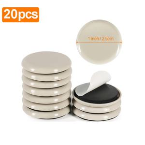 TEMU 20개 베이지색 플라스틱 자체 접착 카펫 가구 글라이드, 쉬운 이동 보호 커버가 있는 둥근 의자 다리 슬라이더, 가정용 가구