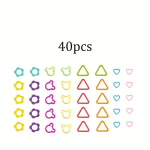 TEMU 40개 컬러풀 메탈 스티치 마커 - 하트, 삼각형, 꽃 & 뼈 모양 - 혼합 색상 (핑크, 옐로우, 그린, 블루, 퍼플) - 니트 프로젝트, 니트 액세서리 및 용품을 위한 필수 공구