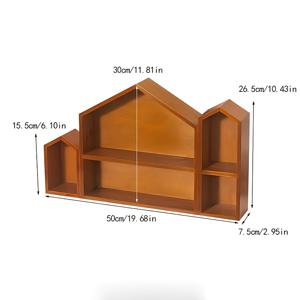 TEMU 싱글 나무 수납 랙, 빈티지 멀티 그리드 디스플레이 선반, 데스크탑 화장품 정리용 하우스 모양 나무 상자, 화장대, 침실, 사무실 및 방의 수납 및 장식에 필수적인 캐릭터 디자인|화장대|수납정리함|화장품정리함
