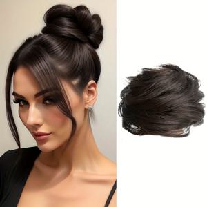 TEMU 여성용 100% 인간 머리카락 번 가발 - 부드럽고 편안한 쉬뇽 번 업두, 브라운 헤어피스, 웨딩, 파티, 캐주얼 착용 | 스타일링 쉬움, 접착제/스프레이 필요 없음, 교체용