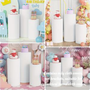 TEMU 파티, 연회 또는 생일 행사 장식용 라운드 컬럼 커버 3개 세트, 탄성 디저트 테이블 실린더 커버 포함