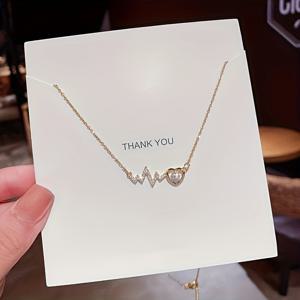 TEMU 여성용 우아한 하트 펜던트 목걸이 - 골든톤 스테인리스 스틸 체인과 합성 지르코니아 스톤, 데이 선물 주얼리 & 파티 액세서리, 웨이브 패턴 디자인