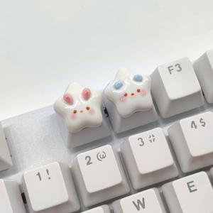 TEMU 1개 또는 2개 귀여운 별 강아지 별 토끼 키캡, 독특한 창의적인 컴퓨터 데스크탑 액세서리, ESC 키캡 크로스 샤프트 호환, 생일, 크리스마스, 새해 선물로 이상적