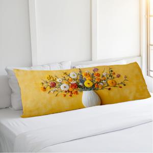 TEMU 1pc 빈티지 꽃 스타мп워크 베개 커버, 20x54인치, 짧은 플러시 폴리에스터 쿠션 케이스, 백화점과 꽃의 양면 인쇄, 침실, 소파 또는 파티오용 장식용 긴 요추 베개 - 삽입 포함되지 않음, 장식 베개