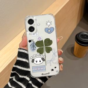 TEMU 럭키 클로버 도그 선물 아이폰 6S 플러스/7 플러스/8 플러스/XR/XSMAX/11 프로맥스용 코너 보호 기능이 있는 휴대폰 케이스/12 프로맥스/12 미니/13 프로맥스/13 프로맥스/14 프로맥스/14 플러스/15 프로맥스/15 플러스/16 프로맥스/16 프로맥스, 남녀 모두를 위한 완전 커버 소프트 투명 보호 케이스