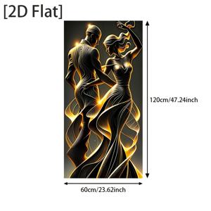 TEMU 2D/평면 프레임리스 추상 벽걸이 그림, 모던한 골드 & 블랙 테마의 연인, 크기 23.62X47.24인치, 침실, 거실 또는 복도 장식에 적합, 전원 불필요.