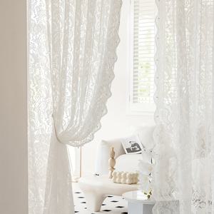 TEMU 1pc 비즈 레이스 작은 꽃 시어 커튼, 달콤한 로맨틱 화이트 레이스 시어 커튼, 막대 포켓 커튼, 거실 침실 식당 장식에 적합한 창문 문 장식 홈 장식