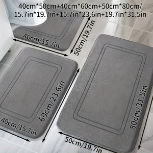 TEMU 3피스 욕실 러그 세트, 메모리폼 초두께 미끄럼방지 욕실 매트, 초흡수성 부드러운 욕실 카펫, 세탁기 사용 가능, 빠른 건조, 변색 방지, 침실, 욕실, 룸 데코, 부드럽고 편안한