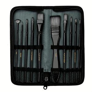 TEMU 10개 세트 아티스트용 물감 브러시 수채화 나무 손잡이 나일론 뾰족한 헤어 DIY 오일 아크릴 페인팅 아트 페인트 브러시 용품 오렌지, 레드, 화이트, 블랙