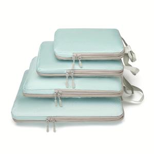 TEMU 4개 압축 가능한 옷 보관 가방 - 내구성 있는 폴리에스터, 롤링 수트케이스 정리함, 메쉬 탑 및 탄성 경계가 있는 효율적인 포장, 여행 필수품 | 롤링 수트케이스 | 세탁 가능한 소재