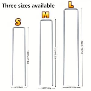 TEMU 50개 헤비듀티 철제 정원 스테이크, 잡초 방지 패브릭, 관수 파이프, 울타리, 캔버스 및 야외 휴일 조명 고정용 다목적 랜드스케이핑 핀, 녹슬지 않는 평면 머리 디자인, 다재다능한 조경 | U자형 스테이크 | 헤비듀티 메탈