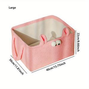 TEMU 카툰 양을 모티브로 한 플러시 보관 바구니, 손잡이가 있는 정사각형, 대용량 다목적 보관 상자, 귀여운 카툰 세탁 바구니, 거실, 침실, 욕실에서 옷을 정리하기에 적합한 선반 바구니|욕실선반|빨래바구니