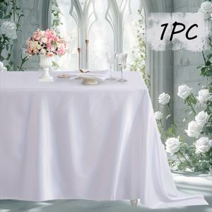 TEMU 1개 우아한 화이트 클래식 심플 부드럽고 매끄러운 직사각형 테이블보 - 생일, 결혼식, 친구 모임, 미술 전시회, 문화 행사, 기념일 파티, 가족 모임, 크리스마스, 추수감사절, 부활절에 적합