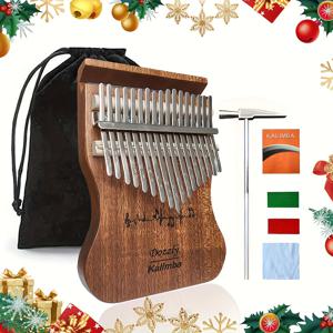 TEMU 17키 칼림바 엄지 피아노 - 휴대용 폰 홀더 포함, 폰 미끄럼 방지 패드 내장, 고품질 새펠 우드 재질, 초보자에게 적합, 크리스마스 파티에서 축제 분위기를 연출하기에 완벽