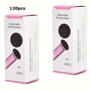 TEMU 전동 발 각질 제거기용 교체용 샌드페이퍼 디스크 120개입, 각질 제거용으로 설계되었으며, 80방 및 120방으로 제공됩니다.