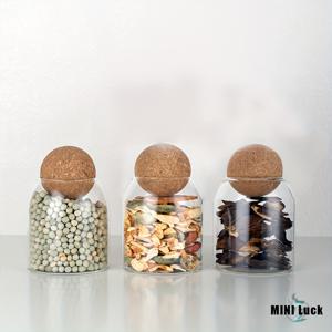 TEMU 500ml 구체형 코르크 뚜껑 고 붕규산 유리 용기 3개 세트, 음식, 꽃가루, 커피 원두, 견과류, 설탕, 향신료 등에 적합한 투명 유리 보관 용기, 가정, 레스토랑, 장식용 주방 정리함으로 적합