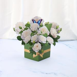 TEMU 매력적인 3D 팝업 화이트 장미 부케 카드, 생생한 색상 - 기념일, 생일, 어버이날, 발렌타인데이, 결혼식에 완벽 - 메시지 카드 및 봉투 포함 - 그녀, 아내, 파트너를 위한 독특하고 기억에 남는 선물