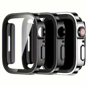 TEMU Apple Watch 모델 11, 10, 9/8/7/6/5/4/Se/Ultra용 3개 세트, PC 보호 케이스 및 내장된 유리 스크린 보호 필름 포함, 전체 보호, 가볍고 스크래치 방지, 40MM, 41MM, 42MM 사이즈 (S10/S11용)에 적합