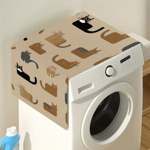 TEMU 냉장고 및 세탁기용 고양이 프린트 기기 커버 1개 - 귀여운 고양이 디자인, 내구성 있는 원단, 먼지 및 스크래치 방지, 세탁 가능, 표준 기기에 맞음, 기기 더스트 커버 | 장난꾸러기 고양이 프린트 | 내구성 있는 패브릭 커버