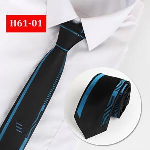 TEMU 슬림 자카드 직조 남성용 넥타이 - 블랙 블루 , 폭 6cm, 파티 및 결혼식·정장 행사에 완벽한 모던 넥타이 | 모델 H61-01