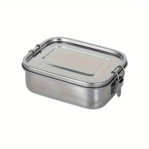 TEMU 304 스테인리스 스틸 사각 도시락, 대용량, 단층 버클형, 학생용 칸막이 벤토 박스, 사각 야외 미국 스타일 보관 용기