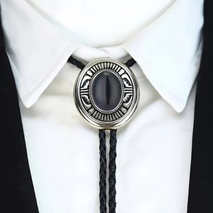 TEMU 남성용 서부풍 스타일 볼로 타이, 노란 돌로 장식 - 내구성이 뛰어난 비직물 직조, 정장 및 캐주얼 의상에 이상적, 독특한 선물 아이디어, 캐주얼 의상 액세서리|스타일리시한 볼로 타이|내구성이 뛰어난 볼로 타이