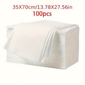 TEMU 헤어 살롱, 미용실, 호스텔, 가정용, 발 목욕, 여행용 두꺼운 일회용 수건 - 폴카 도트 패턴이 있는 부드러운 대나무 섬유, 80gsm, 현대적인 디자인으로 살롱, 스파, 호텔, 여행 필수품, 살롱용 헤어 수건, 스파 필수품, 현대적인 스타일, 고품질 소재, 내구성 있는 수건