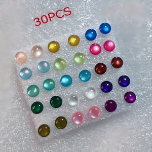 TEMU 30개 프렌치 스타일 캣아이 레진/아이 (프렌치 아이 스터드 호환) - 귀여운 무코팅 플라스틱 귀걸이, 데일리 및 휴가용, 사계절 다용도 귀걸이, 어버이날 선물