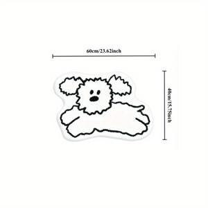 TEMU 매력적인 흑백 개 디자인 플러시 매트 - 침실, 거실, 또는 욕실용 부드럽고 푹신한 미끄럼 방지 지역 매트 - 기계 세척 가능한 폴리에스터, 비정형 모양, 가정 장식 및 선물에 이상적