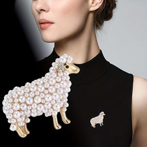 TEMU 세련된 진주 양 브로치 | 여성용 우아한 아연 합금 핀, 스카프, 드레스, 코트, 가방에 적합 | 추수감사절 및 기타 축제에서 사랑하는 사람, 친구, 가족 또는 동급생을 위한 이상적인 선물