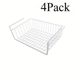 TEMU 2/4개입 하부 선반 와이어 바구니 걸이형 수납 바구니, 하부 캐비닛 추가 수납 랙 슬라이드형 바구니 정리함 (주방 팬트리 책상 책장용)|책장