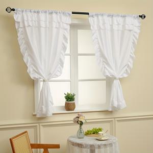 TEMU 1개/2개입 프렌치 스타일 5중 레이스 프레쉬 크림 화이트 시어 커튼, 거실 및 침실 창문용