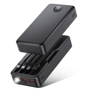 TEMU 20000mAh 파워뱅크, PD20W 고속 충전기, 내장 /타입-CX2/USB 케이블 및 라이트닝, 기기/시계 호환, LED 디지털 디스플레이, 리튬 폴리머 충전식 배터리, 야외 비상 여행용 모바일 충전기 백업|보조배터리20000