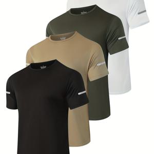 TEMU 남성용 스포츠 티셔츠 4종 세트, 속건성 및 흡습성 통기성 셔츠, 피트니스, 런닝, 사이클링 및 농구에 적합 - 만화 디자인과 라운드넥의 레귤러 핏, 캐주얼 및 운동복, 심플하고 스포티한 디자인