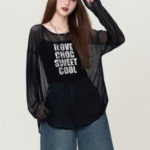 TEMU 여성용 캐주얼 롱 슬리브 티셔츠 